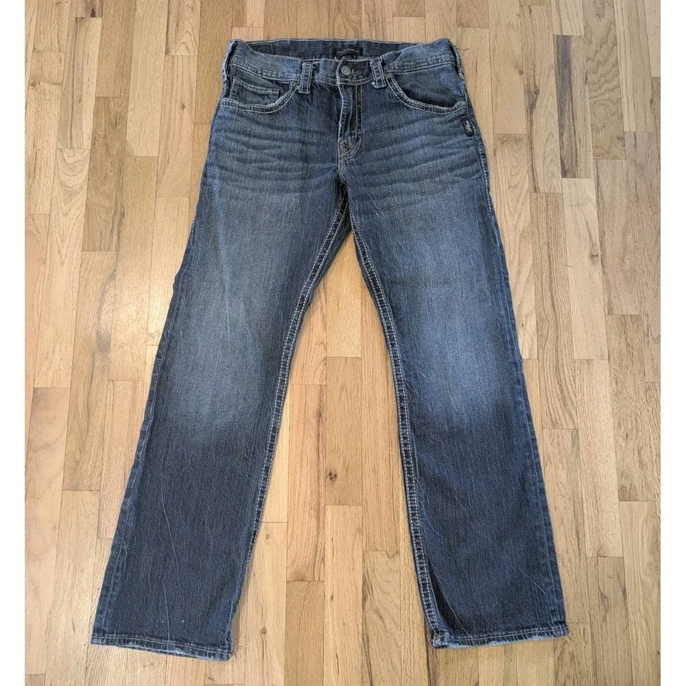 Silver ZAC Straight Leg Jeans Men's 32x32 (32x31) Blue Denim Y2K Style Straight